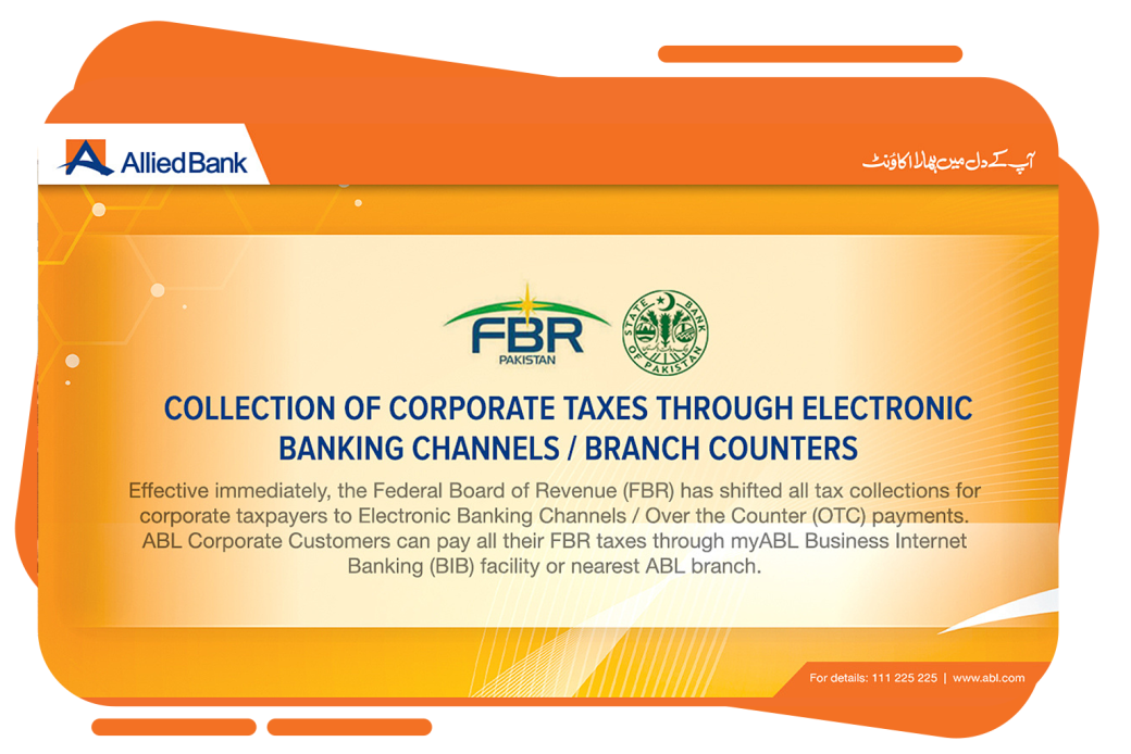 Collection of Corporate Taxes Through Electronic Banking Channels / Branch Counters