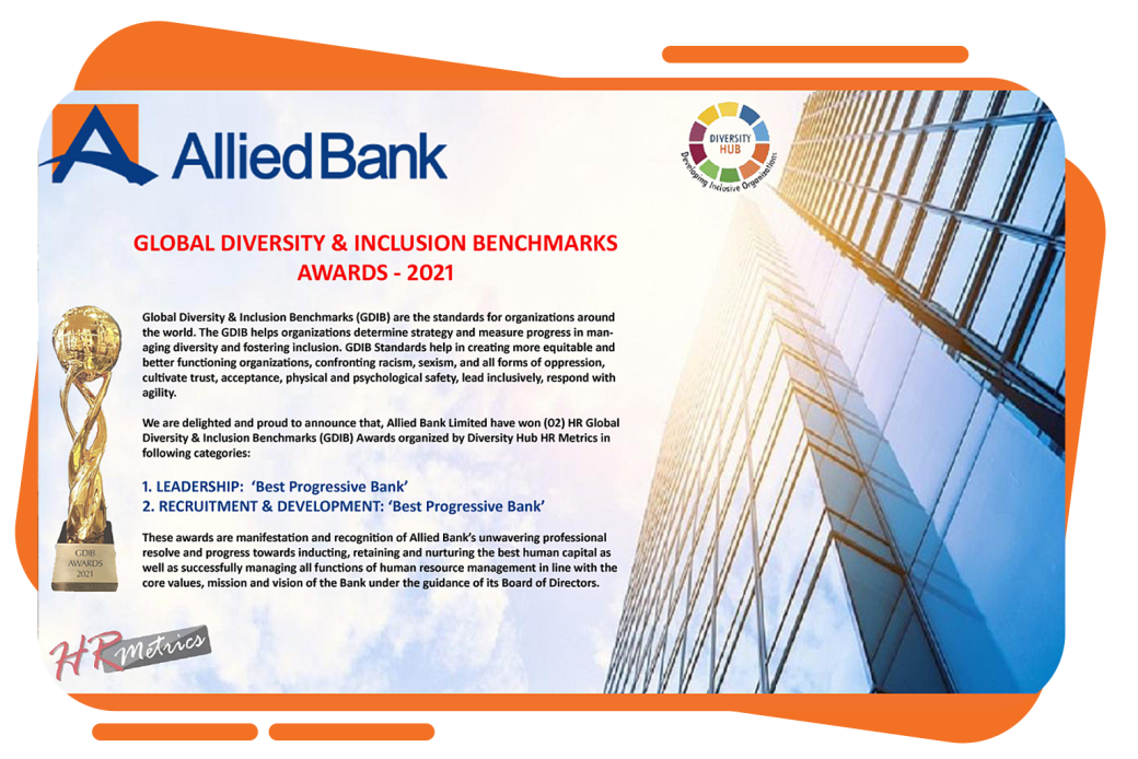 Awards- ABL won (02) HR Global Diversity & Inclusion Benchmarks (GDIB) Awards organized by Diversity Hub HR Metrics